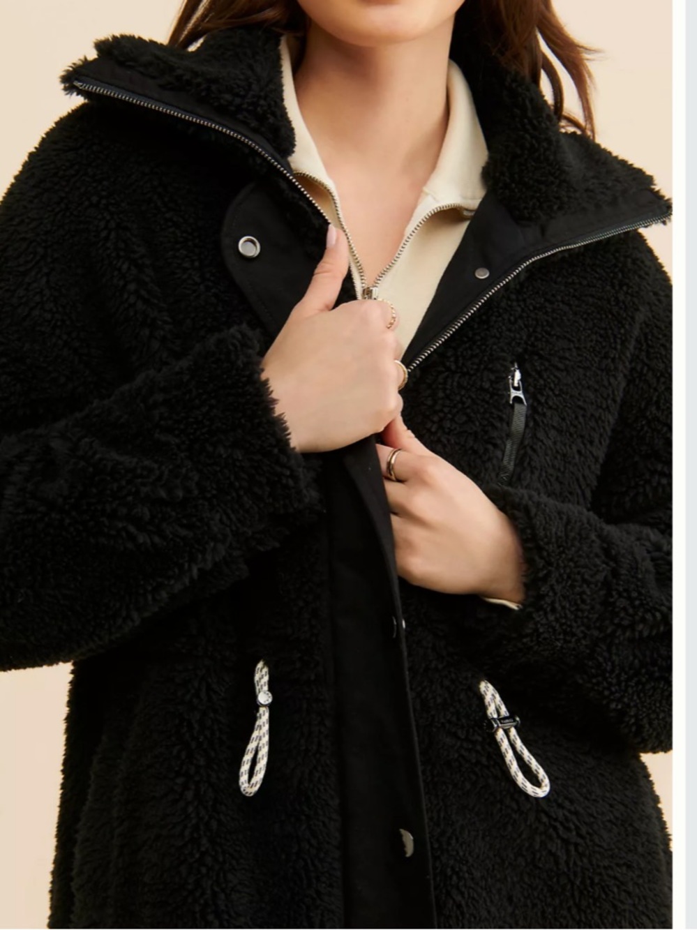 Varley Sherpa Jones Black Teddy Coat Jacket Size Small . Anthropologie. - Picture 11 of 13